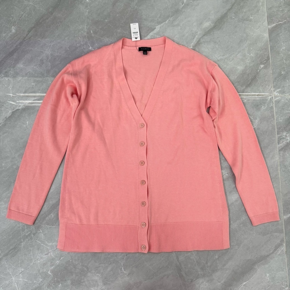 Women’s Talbots Button Front Girlfriend Cardigan Long Sleeve V-Neck Sweater XS - Picture 2 of 16